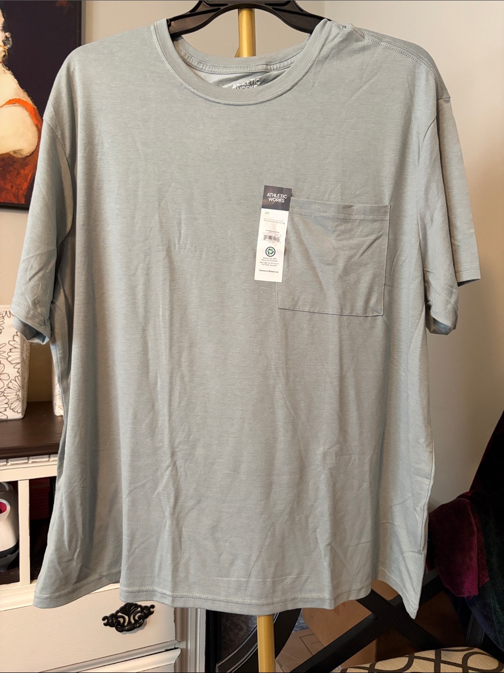 Athletic Works Sage Green Short Sleeve Pocket Tee